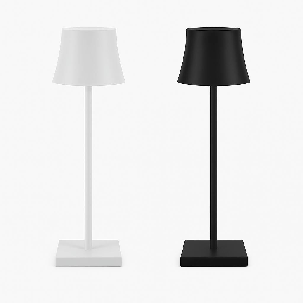 Produktbillede af Sigtuna bordlampe i sort og hvid, opladelig lampe i nordisk stil med mat finish og kvadratisk base