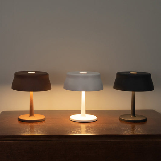 Luna Mini opladelige bordlamper i sort, hvid og brun med varmt hyggelys og moderne nordisk design